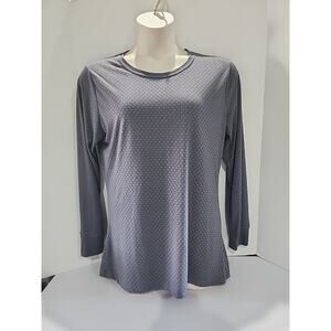 Carhartt Scrubs Under Shirt Womens Large Gray Polka Dot Performance Long Sleeve